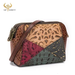 Nuova borsa da donna in vera pelle di lusso Patchwork fiore piccola borsa sopra la borsa a tracolla Design donna Tote bag 339