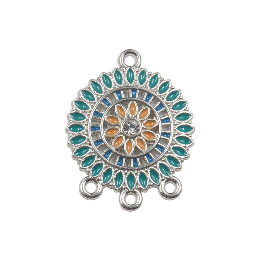 12 Stück Antik-Silber Blumen-Verbinder Schmuckanhänger Drei-Loch-Ohrring-Fassung Charms DIY Ohrring-Verbinder – Detail 8