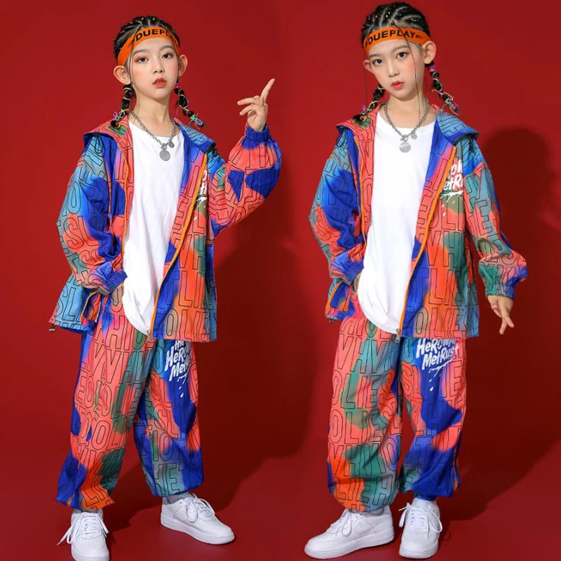 Kinder Kpop Hip Hop Kleidung Windjacke Pullover Hoodie Jacke Tops Streetwear Hosen für Mädchen Jungen Jazz Dance Kostüm Kleidung