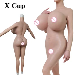 Realistic Cosplay X Cup Silicone Fake Breasts Forms Bodysuit With Arms Hip Enhancement Artificial Chest for Transgender Shemale