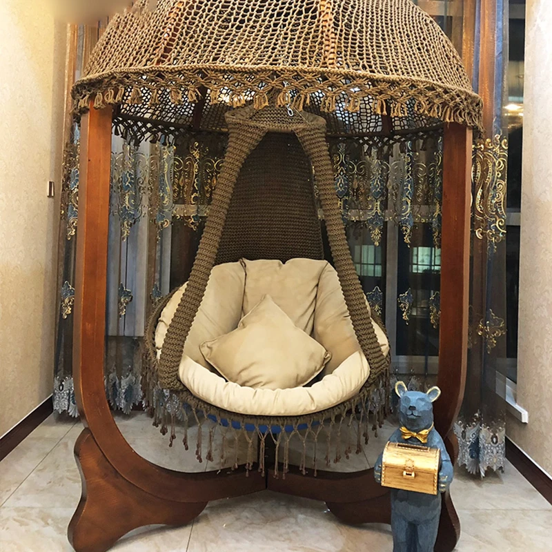 Living Room Hanging Basket Spruce Wood Cradle Adult Balcony Garden Bird's Nest Chair Outdoor Swing Rocking Chair