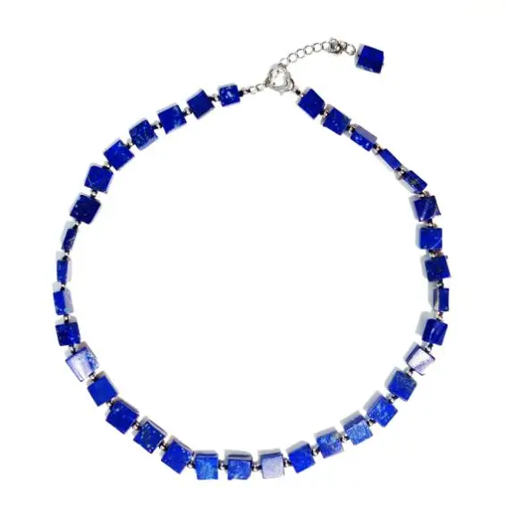 

New Arriver Favorite Women Fine Necklace Blue Color Real Stone Lapis Lazuli Necklace Nice Women Gift Jewelry For Summer