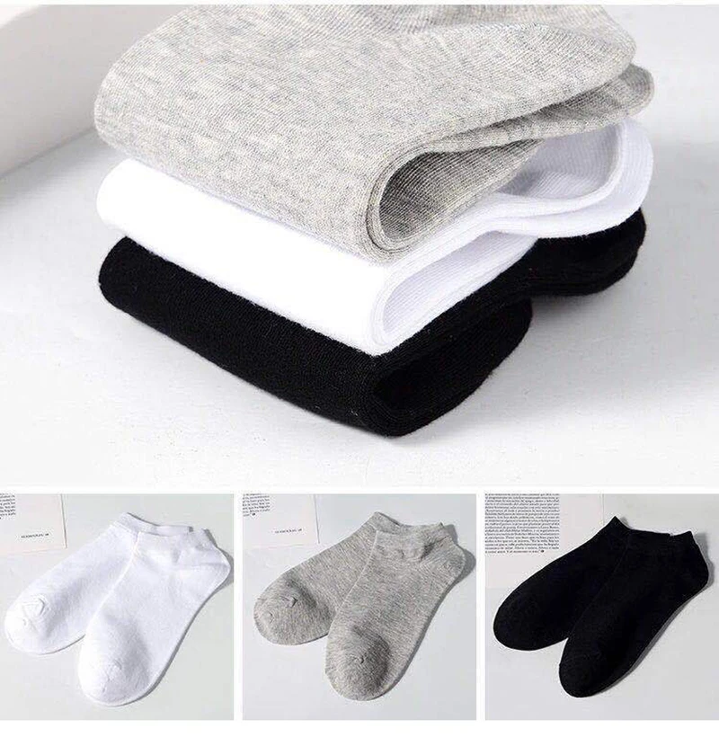 5 Pairs / Pack Men\'s Female Cotton Socks Short High Quality New Casual Breatheable Anti-Bacterial Ankle Socks Spring Wholesale