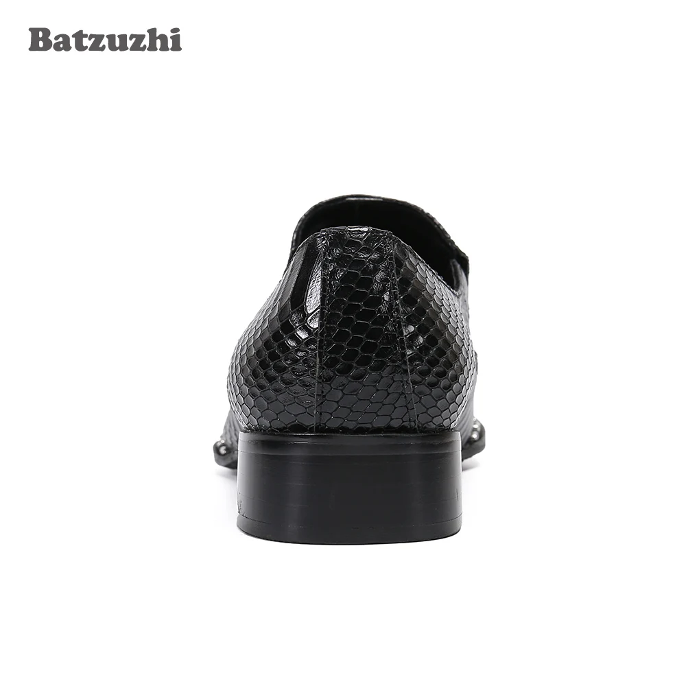 Batzuzhi Luxury Leather Men's Shoes Black Genuine Leather Dress Shoes Metal Toe Business Formal Leather Shoes Men Erkek Ayakkab