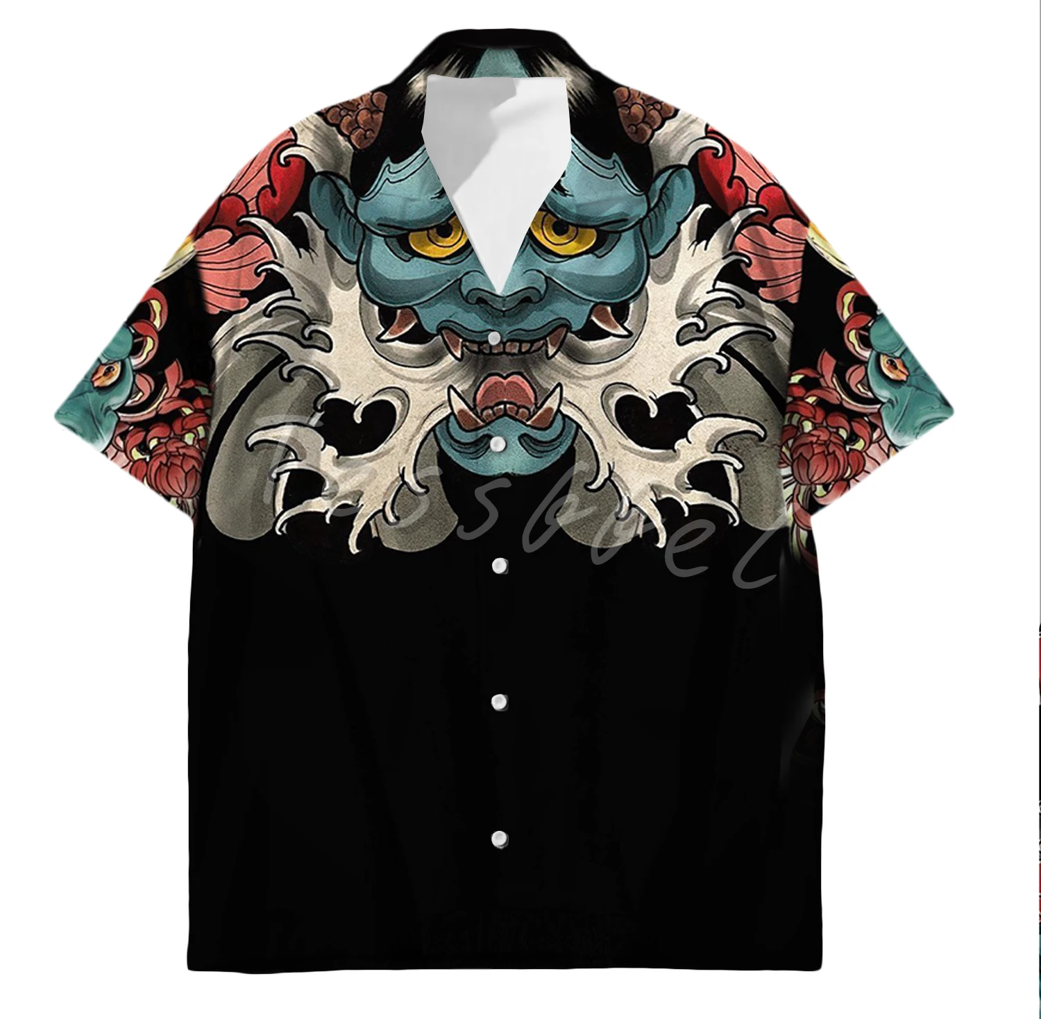 Tessffel Samurai Japan Tattoo 3D Print Men’s Hawaiian Shirts Beach Shirt Fashion Summer Harajuku Casual Oversize Streetwear S35