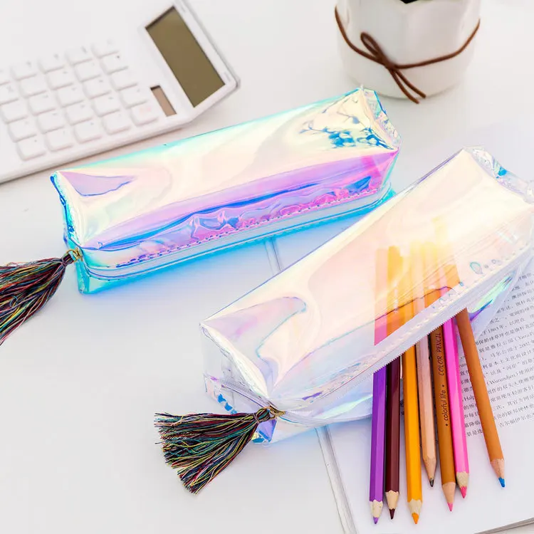 1 Pcs Kawaii Pencil Case Laser transparent sequins School Pencil Box Pencilcase Pencil Bag School Supplies Stationery