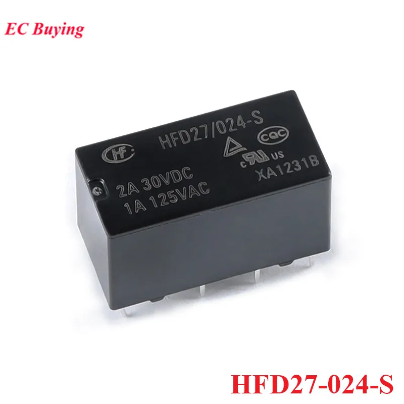 1Pc-5Pcs Mini Relay HFD27 DC 5V 12V 24V HFD27-005-S 005-M HFD27-012-S 12-M HFD27-024-S 024-M 2A 8Pin Sensitive DIP Relays Relais