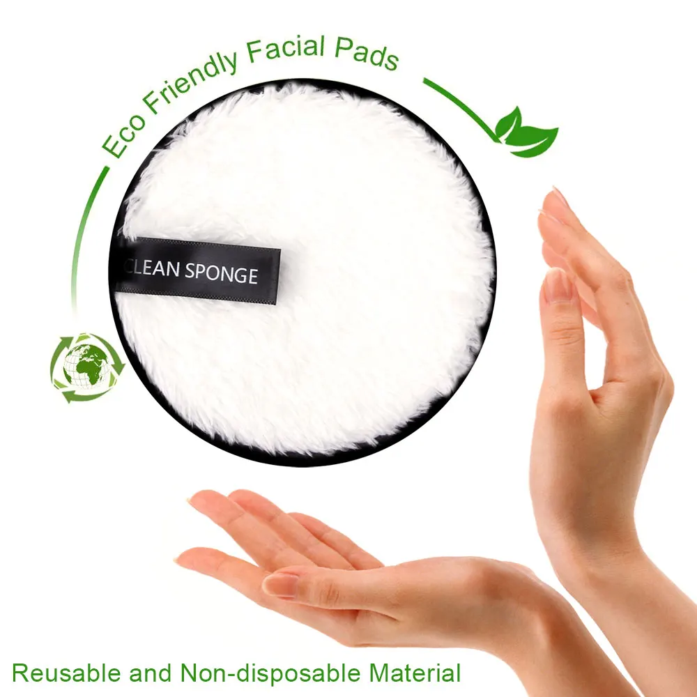 3Pcs Reusable Makeup Remover Discs Cottons Pads Washable Face Wipes Clean Sponge Skin Care Soft Microfiber Make-Up Removal Puff