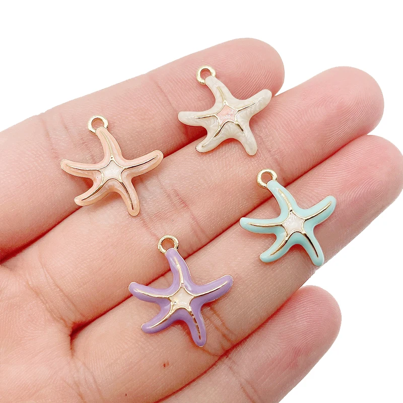 17x14MM Enamel Cute Starfish Shell Charm Ocean Charm Starfish Anklet Bracelet Necklace DIY Jewelry Designer Charms Accessories