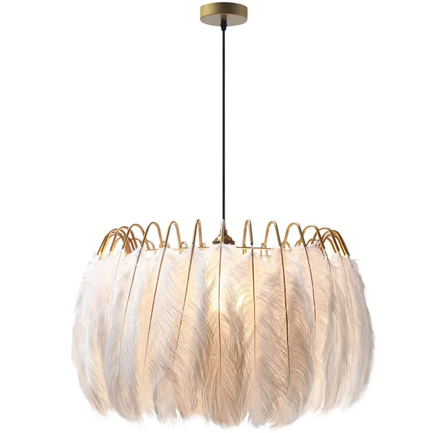 nordic black feather lamp shades pendant lights for clothing store bedroom art deco cafe hanging light fixture led luminaire e27