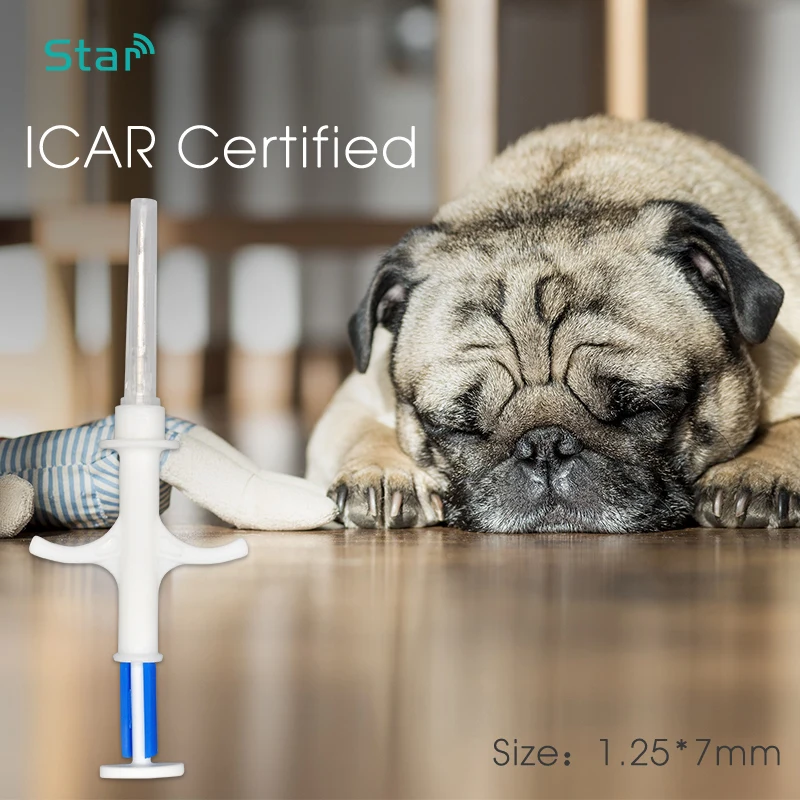 (8pcs) 1.25*7mm Microchips RFID Syringe Dog Pet pig Animal Id Injector with 134.2khz ISO FDX-B injection chip Transponder