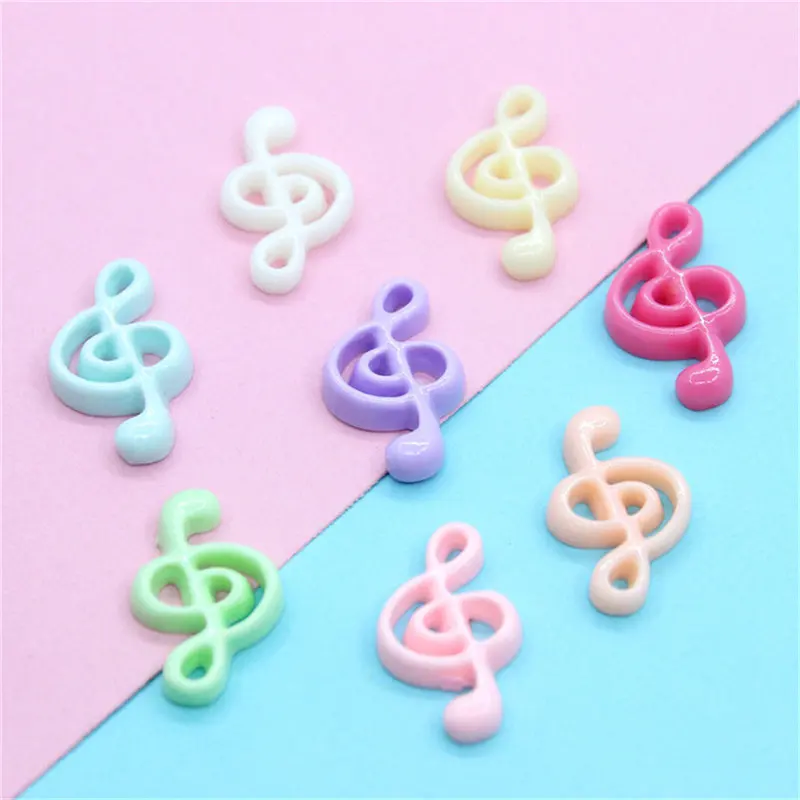 Julie Wang 20PCS Resin Musical Note Charms Mixed Colors Flat Back Pendant Jewelry Making Accessory Table Decor