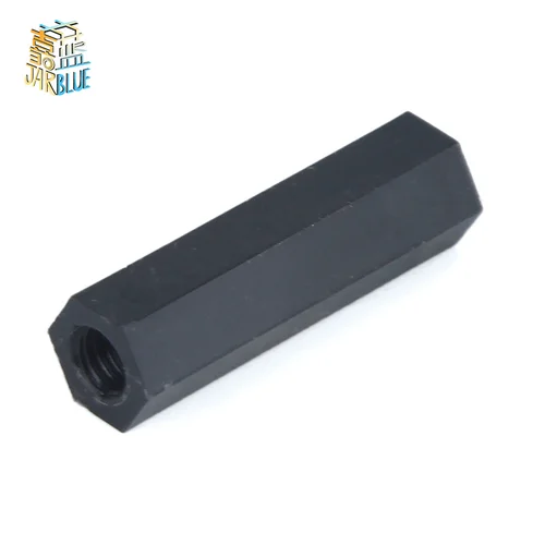 Imagen 2 del producto 50 Uds M2 M2.5 M3 M4 tornillos espaciadores negros columna espaciadora hexagonal de nailon cabeza plana doble paso Nylon plástico