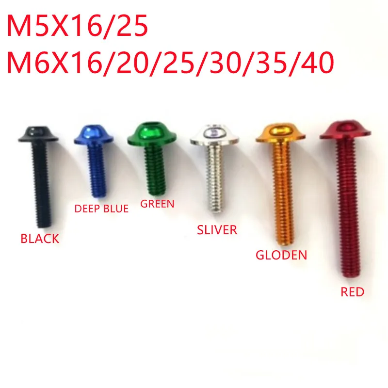 10pcs m5 m6*16/20/25/30/35/40 Aluminum Colourful motorcycle screw flange button Head screw Washer Socket Allen Screws Bolt