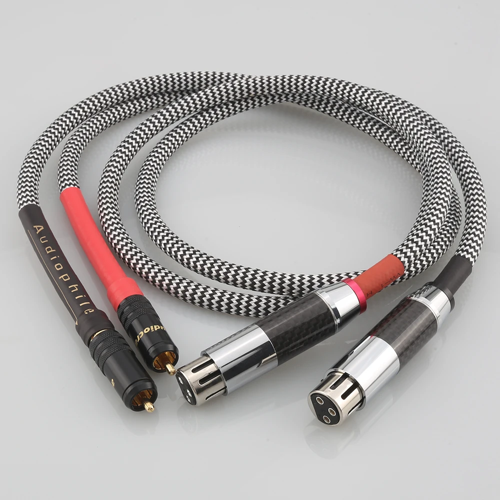 High Quality Audiocrast A10 audio Signature OFC Silver-Plated RCA Male To Black carbon fiber XLR Female Plug Audio Cable