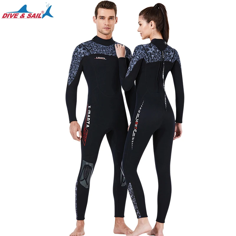 Full Wetsuits for Men and Women, Neoprene Scuba Diving Suits, Back Zip Swimming Suit, One Piece Long Sleeve, Water Sports, 3mm