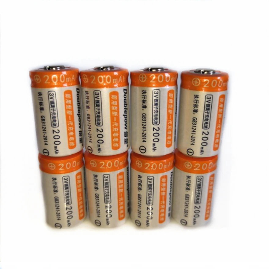 

8pcs/lot High quality 3V 200mAh CR2 rechargeable battery 3V rechargeable lithium battery camera battery