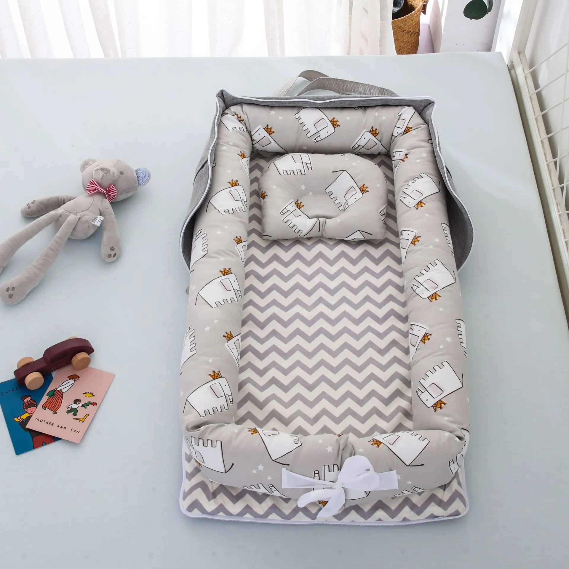 LazyChild Portable Baby Nest Bed For Boys Girls Travel Bed Infant Cotton Cradle Crib Baby Newborn Bed