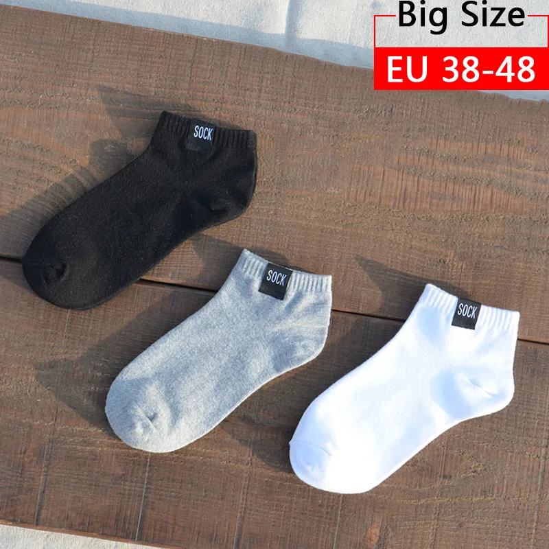 3 Pairs Mens Socks Extra Large Big Plus Size 46,47,48 Ankle Socks Men's Cotton Casual Low Tube Sox Male Calcetines Hombre Meias