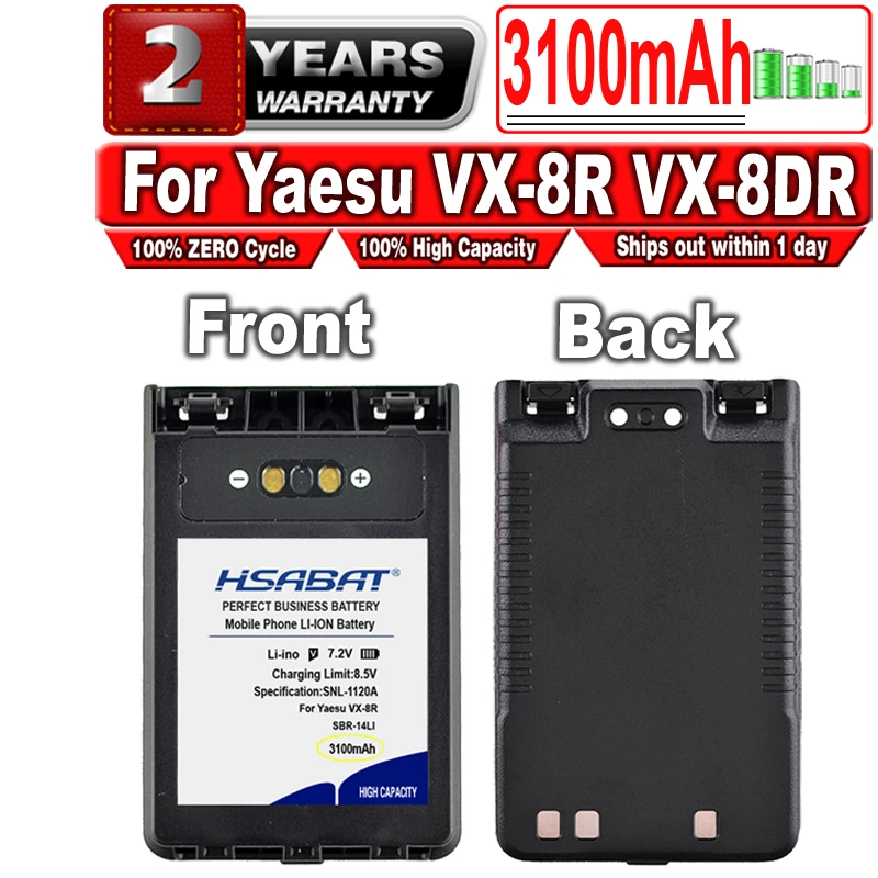 HSABAT 3100mAh SBR-14LI Battery for Yaesu VX-8R VX-8DR VX-8GR FT-1DR FT1XD FT-2DR radio FNB-102LI FNB-101Li