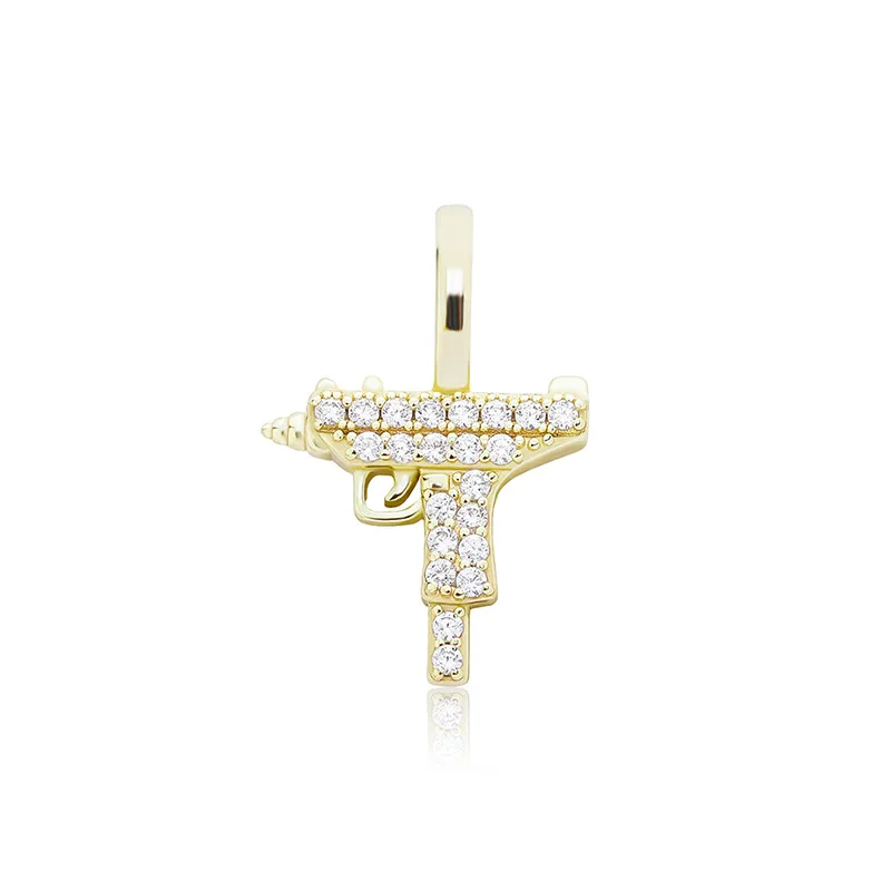 

Cubic Zirconia Paved S925 Sterling Silver Bling Ice Out Gun Pendants Necklaces for Women Fashion Charm Jewelry Drop Shipping