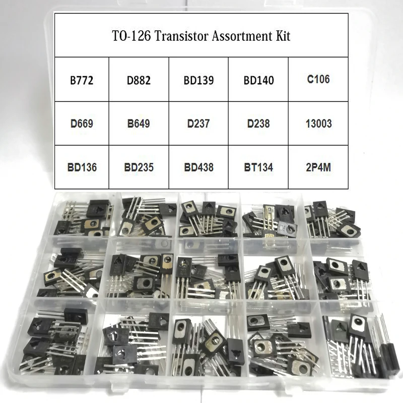 Kit surtido de transistores de piezas a-150, paquete B772, D882, BD139, BD140, C106, D669, B649, D237, D238, 126, BD136, BD235, BD438, BT134, 2P4M,