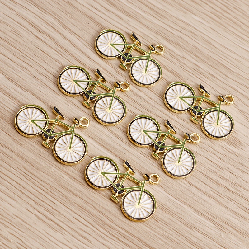 10pcs 27*18mm Sports Bicycle Charms for Jewelry Findings Enamel Bike Charms Necklaces Pendants Earrings Bracelets DIY Making