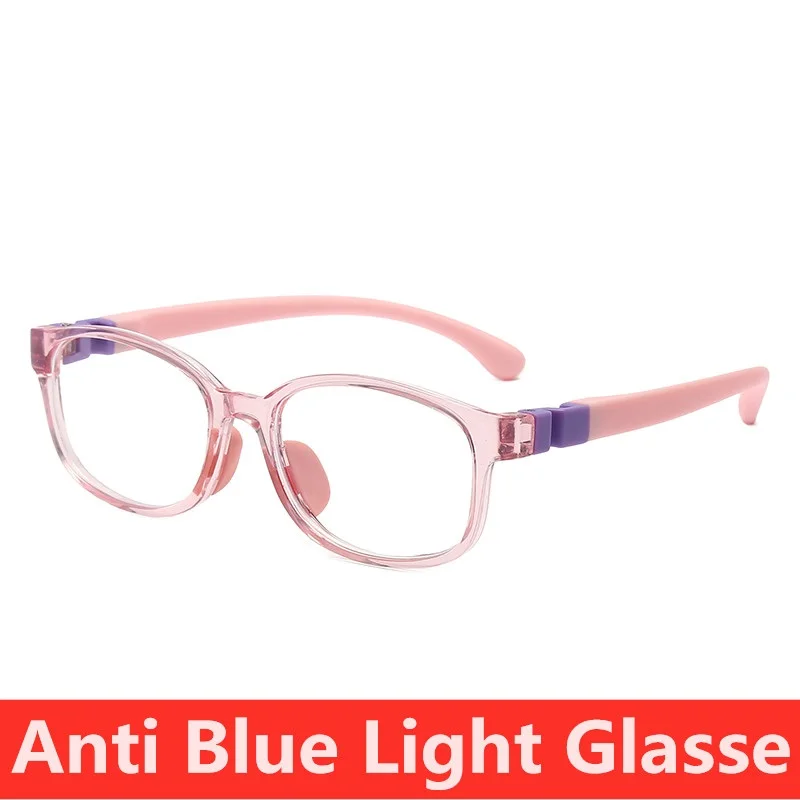 Anti Blue Light Kids Glasses Square Children Boy Girls Computer Silicone Frame Eyewear Boys Girls Anti Blue Light Eyeglasses