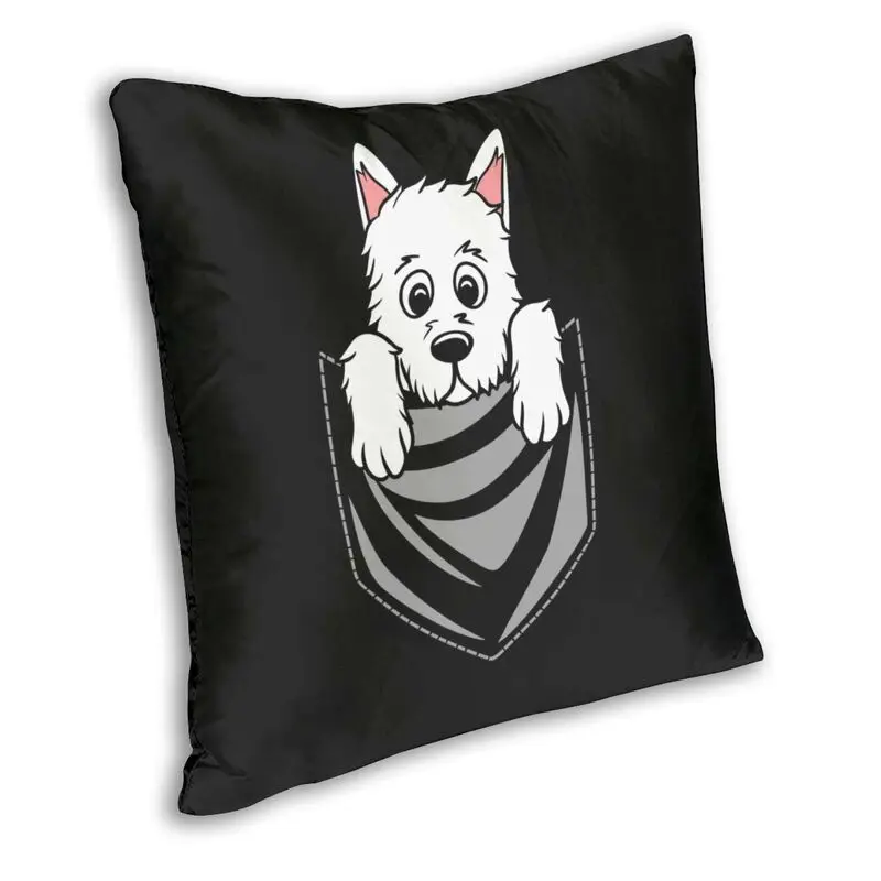 Westie Breast Pocket Dog Cushion Covers Sofa Home Decorative West Highland White Terrier Puppy Square Throw Pillow Cover 45x45cm