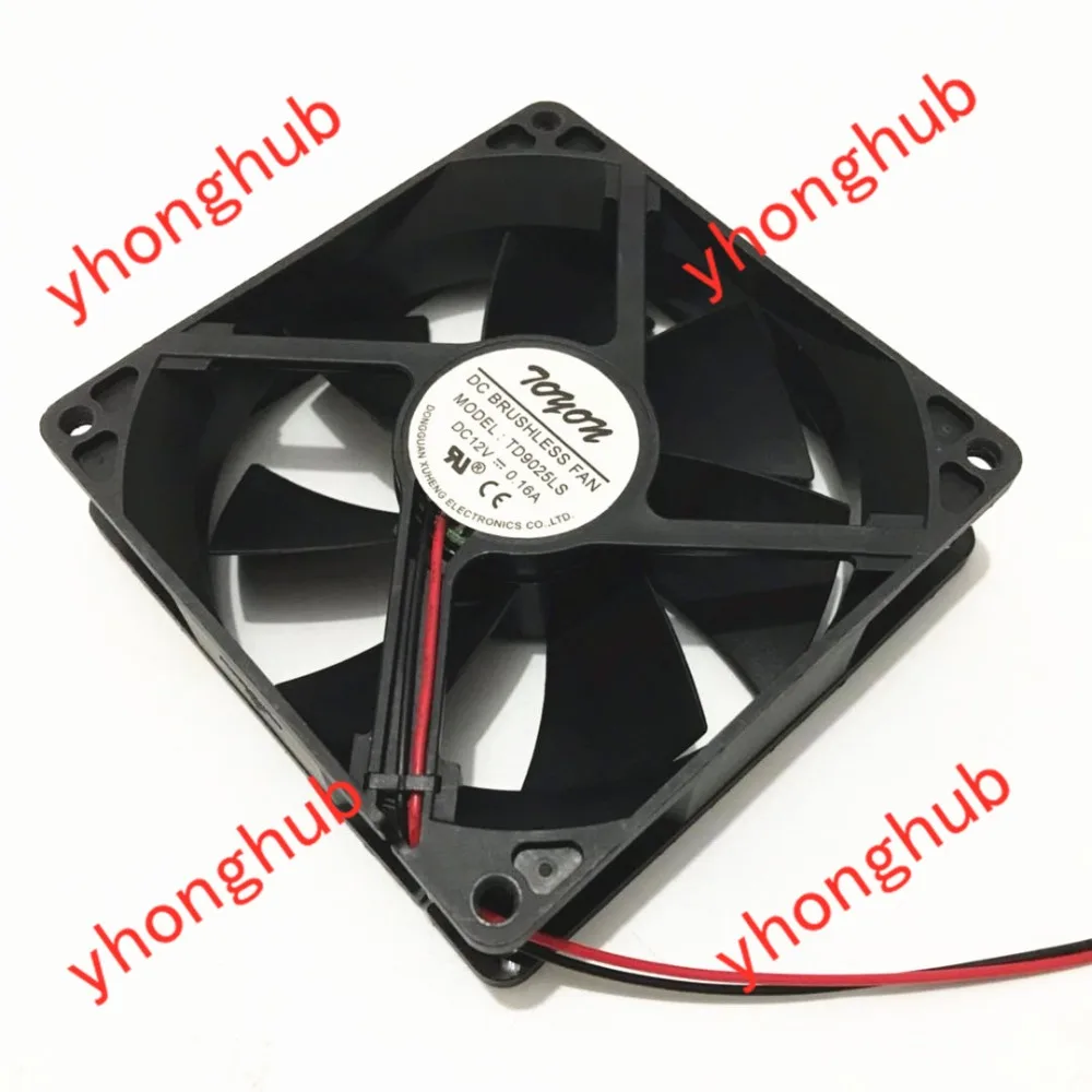 TOYON TD9025LS DC 12V 0.16A 90x90x25mm 2-Wire Server Cooling Fan