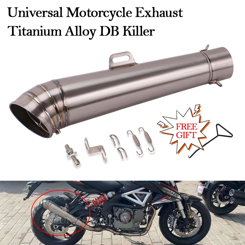 

60MM Universal Motorcycle Titanium Alloy Exhaust Pipe Modified GP Escape Muffler DB Killer For Z900 FZ6N MT09 ZX6R Ninja250 Z250