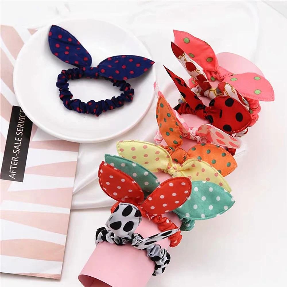 Diademas elásticas con Orejas de conejo para niña, accesorios para el cabello, lazos para el cabello, 20 piezas