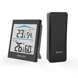 Baldr Digitale LCD-Wetterstation für drinnen und draußen, Trend-Hygrometer, Thermometer, kabelloser Fernsensor, bewegungsaktivierte Hintergrundbeleuchtung