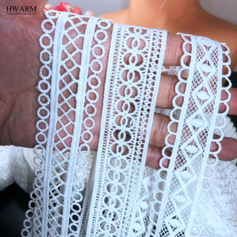 10yard New white water soluble bar code milk silk embroidery lace DIY african lace fabric trim sewing wedding dress accessories