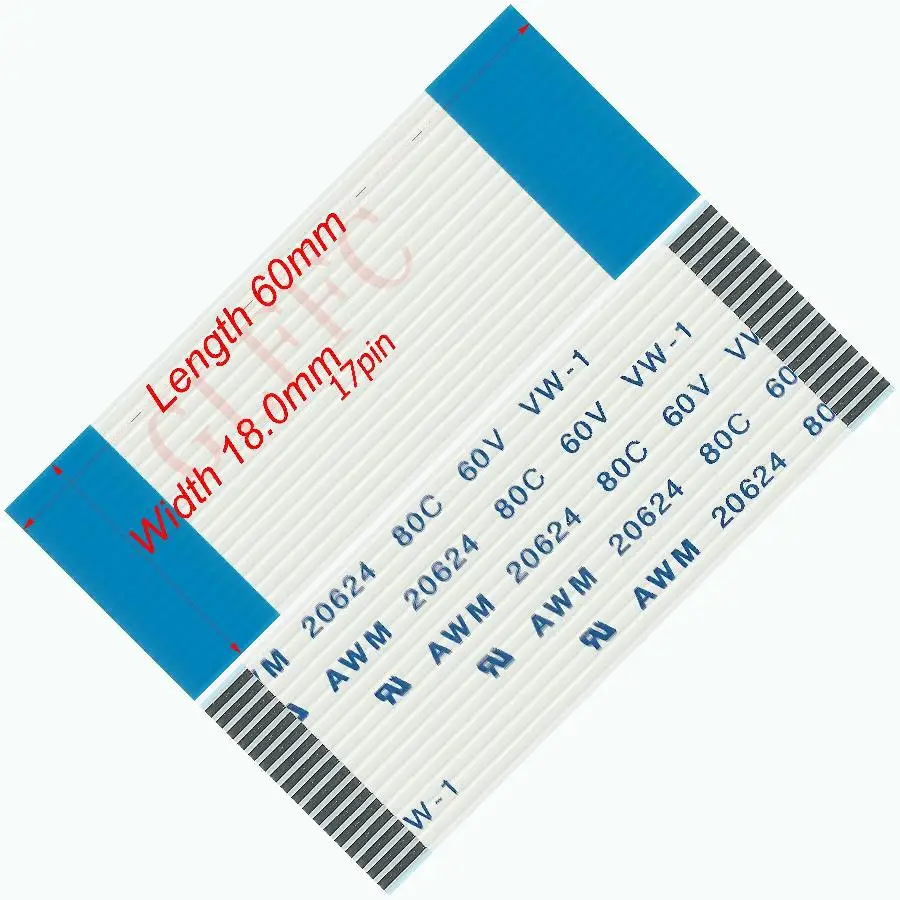 13pin 1.0pitch 60mm-1200mm A-type Flexible Flat Cable FFC awm 20624 ROHS for TTL LCD DVD Computer