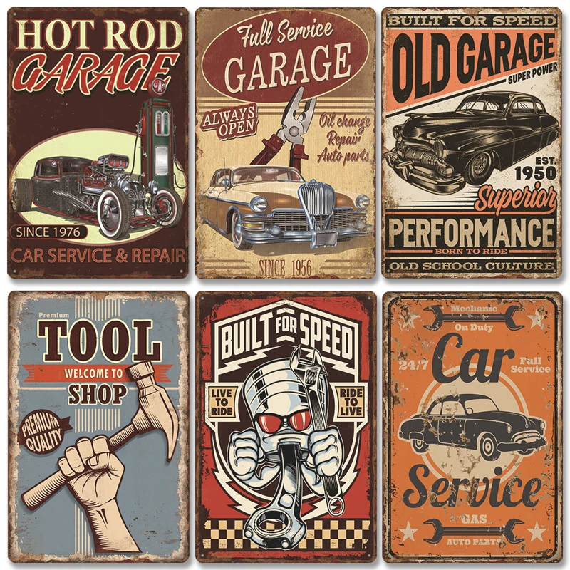 Classic Garage Poster Vintage Metal Sign Car Service Metal Tin Signs Retro Plaque Garage Tool Shop Wall Art Decor