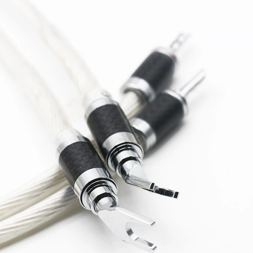 hifi 5N OCC Plated HIFI Speaker Cable Banana to Spade Plug Speaker Cable Wire for Audiophiles and HiFi Systems
