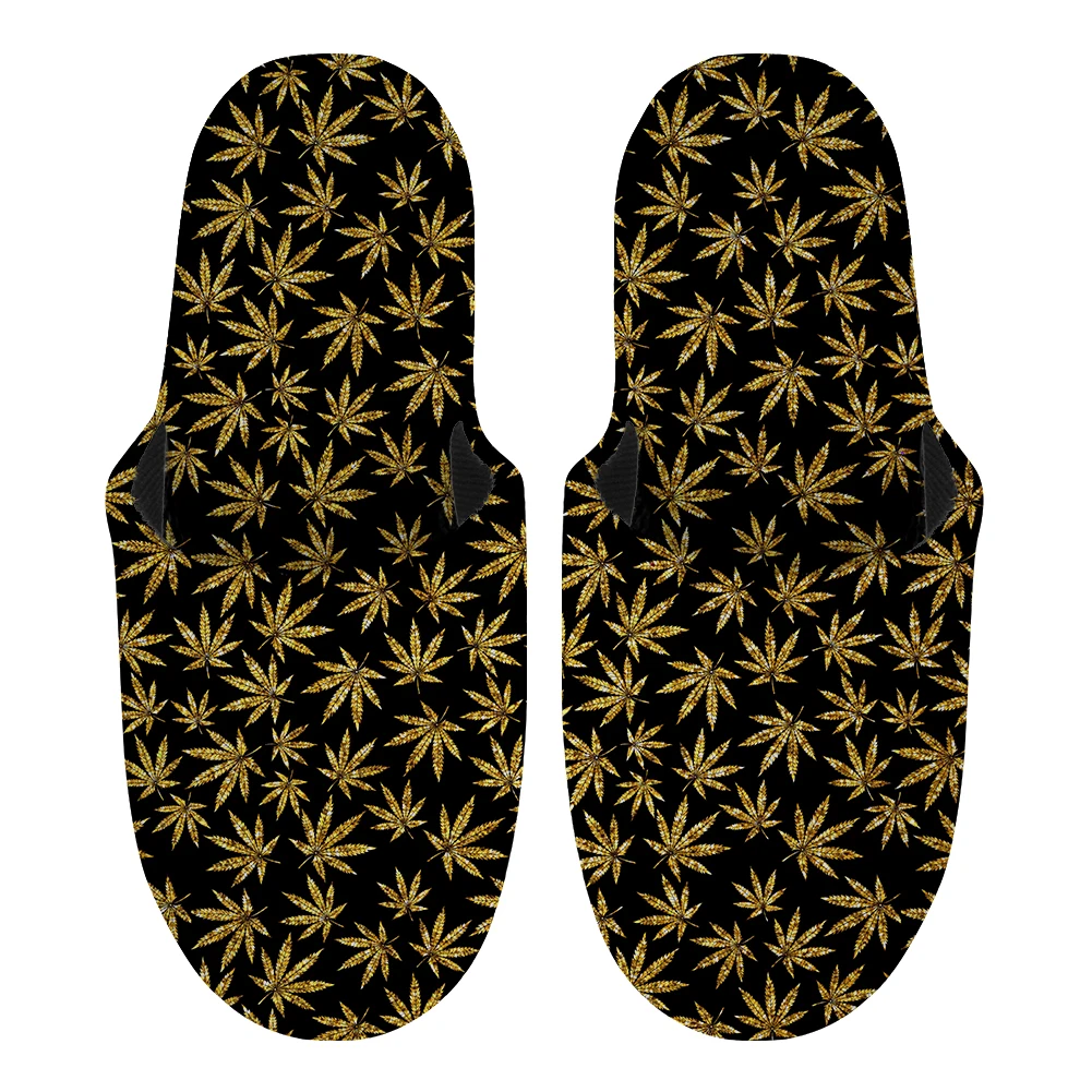 Noisydesigns Men's Cotton Slippers Warm And Slippes House Maple Leaves Pattern Comfortable Thick Bottom Slipp Indoor