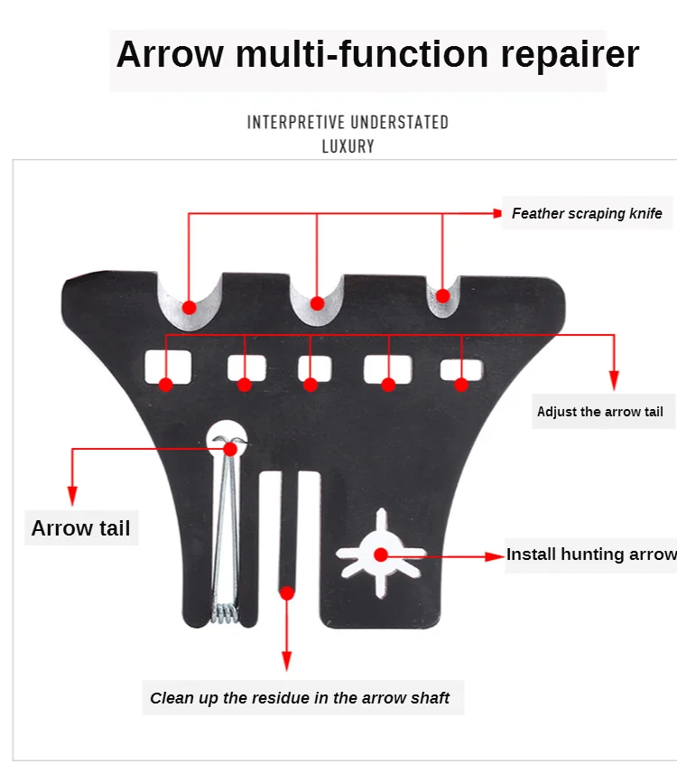 Arrows Multi-Function Repairer Arrow Repair Tool Fletch Removing Gear Cleaner Bow Nock Adjusting Device for Archery Hunting