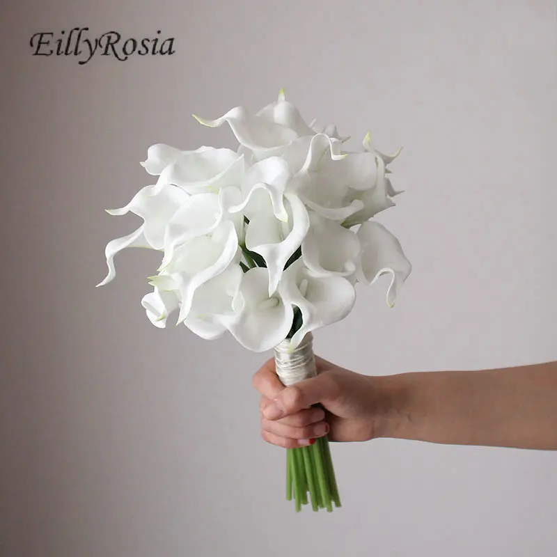 

EillyRosia White Calla Lilies Bridal Bouquet Artificial Flowers for Bridesmaid Bouquet Fleur Artificielle Assosorios de noivas