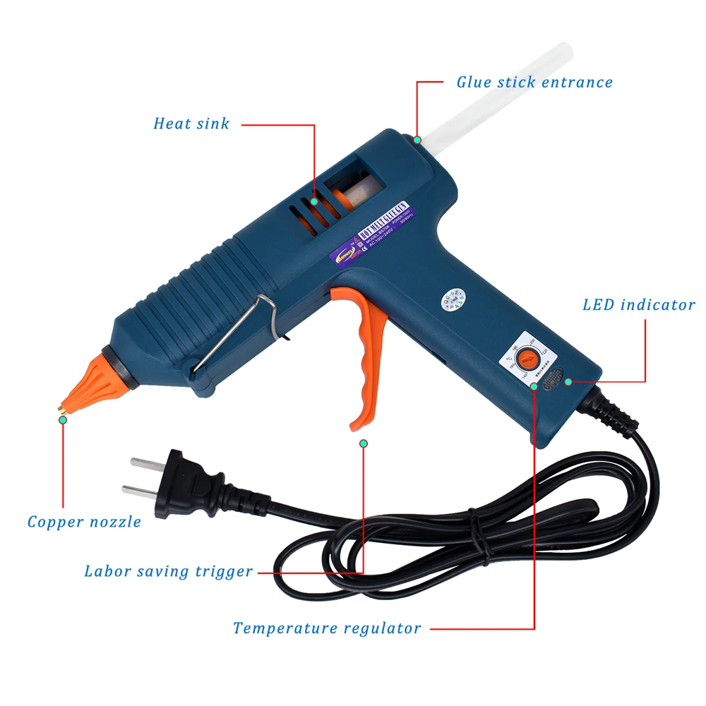 150W hot melt glue gun, replaceable nozzle, temperature adjustment, use 11mm glue stick, industrial glue gun, used for repairing