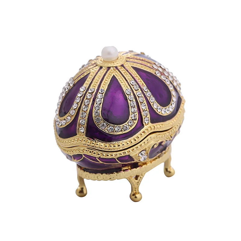 Handmade Enamel Easter Egg Jewel Case Home Furnishing Articles Clamshell Style Jewelry Storage Box