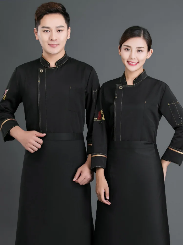 Spring Autumn Hotel Kitchen Working Clothes Long Sleeves Chef Jackets Food Service Restaurant Unifrom Breathable Cooking Tooling