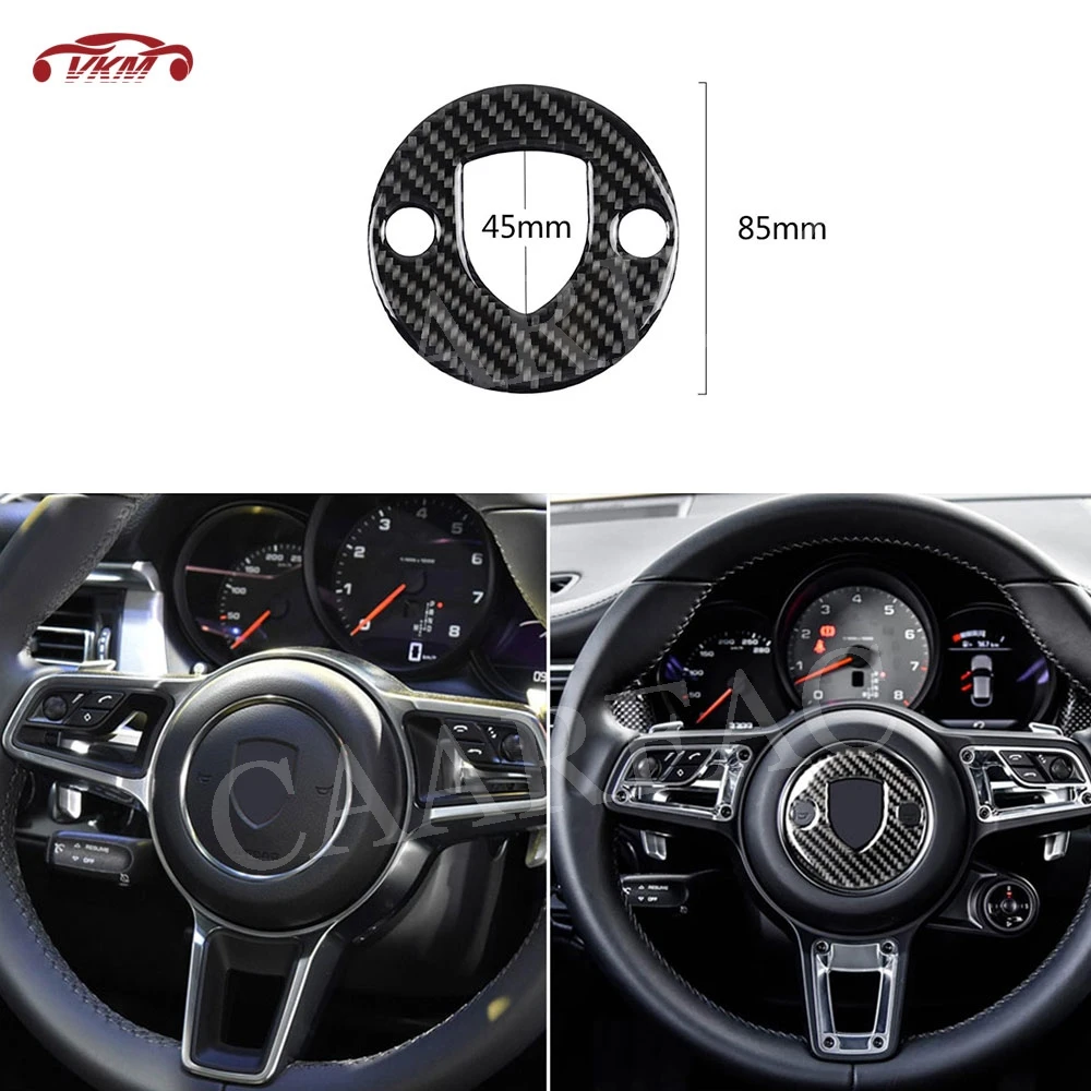 

Carbon Fiber Car Steering Wheel Emblem LOGO Panel Trim Frame Cover Sticker for Porsche Macan Panamera 718 New Cayenne