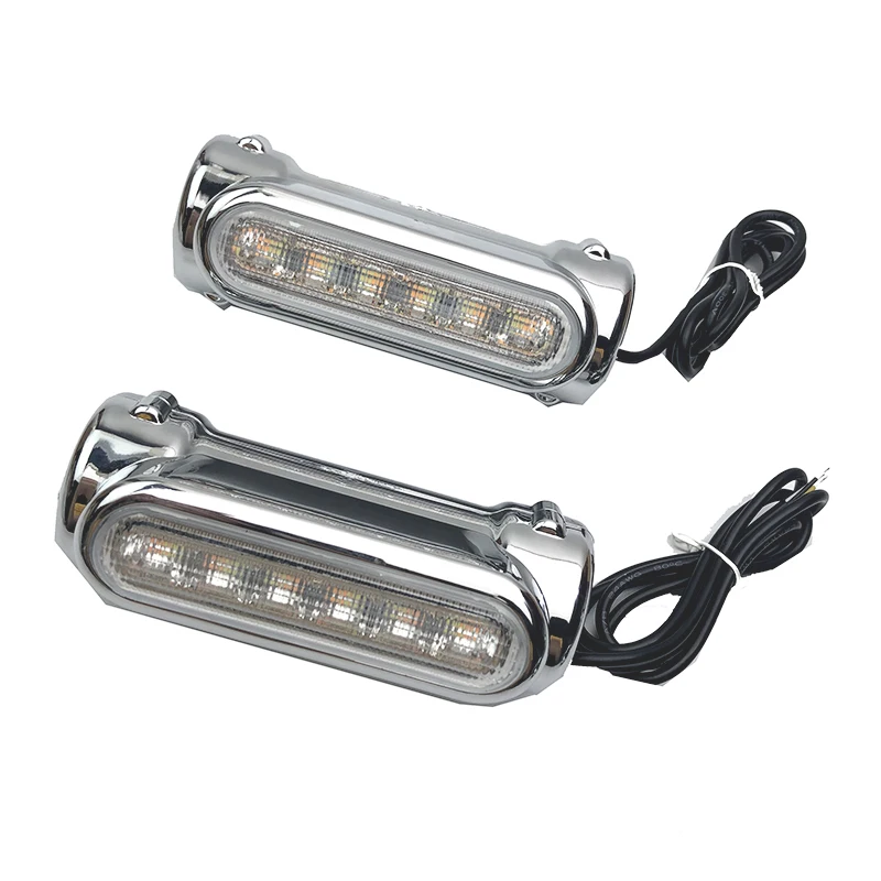 1 Pair Motorcycle Highway Bar Switchback Turn Signal Light White Amber LED For Victory For Road King/Touring Models