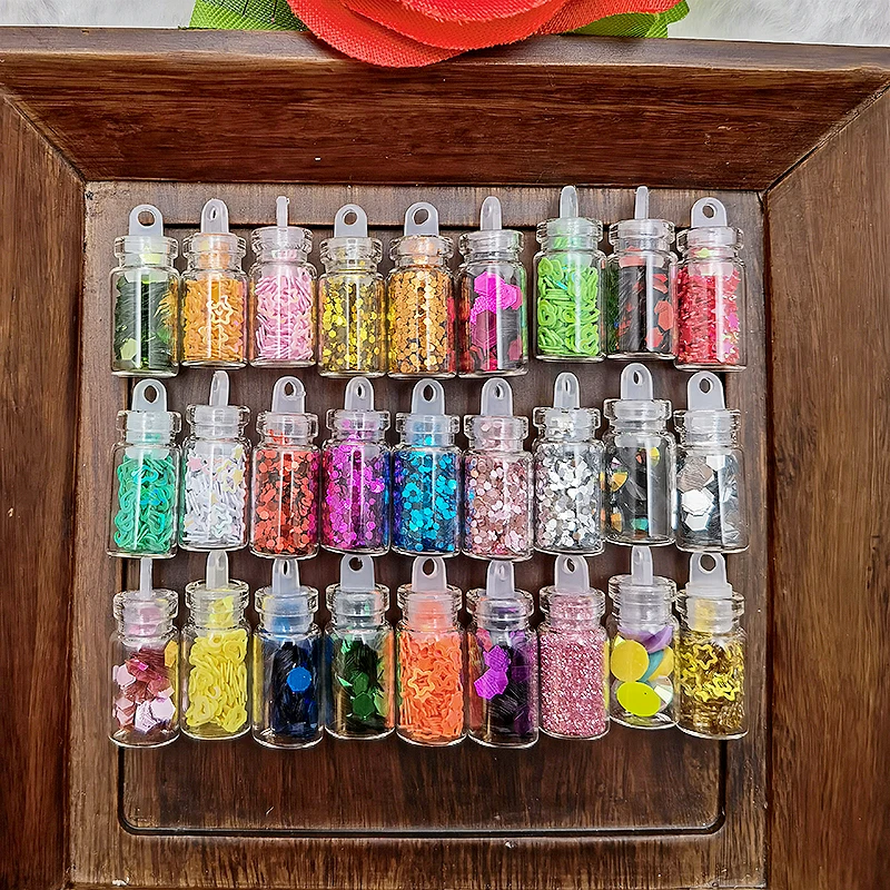 10pcs 10*28mm New Nail Art Sequin Glass Vial Set Glitter Mixed Shell Mermaid Powder Sequins