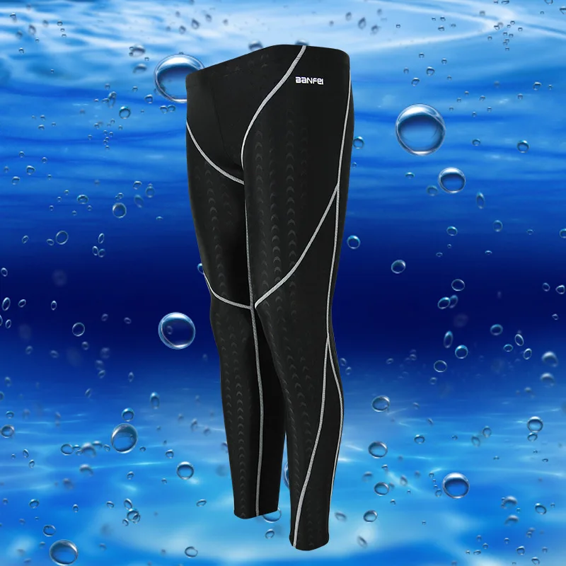 Men\'s Swimwear Long Swimsuit Protective Rush Guard Waterproof Swimming Trunks Professional Sport Men Jammers