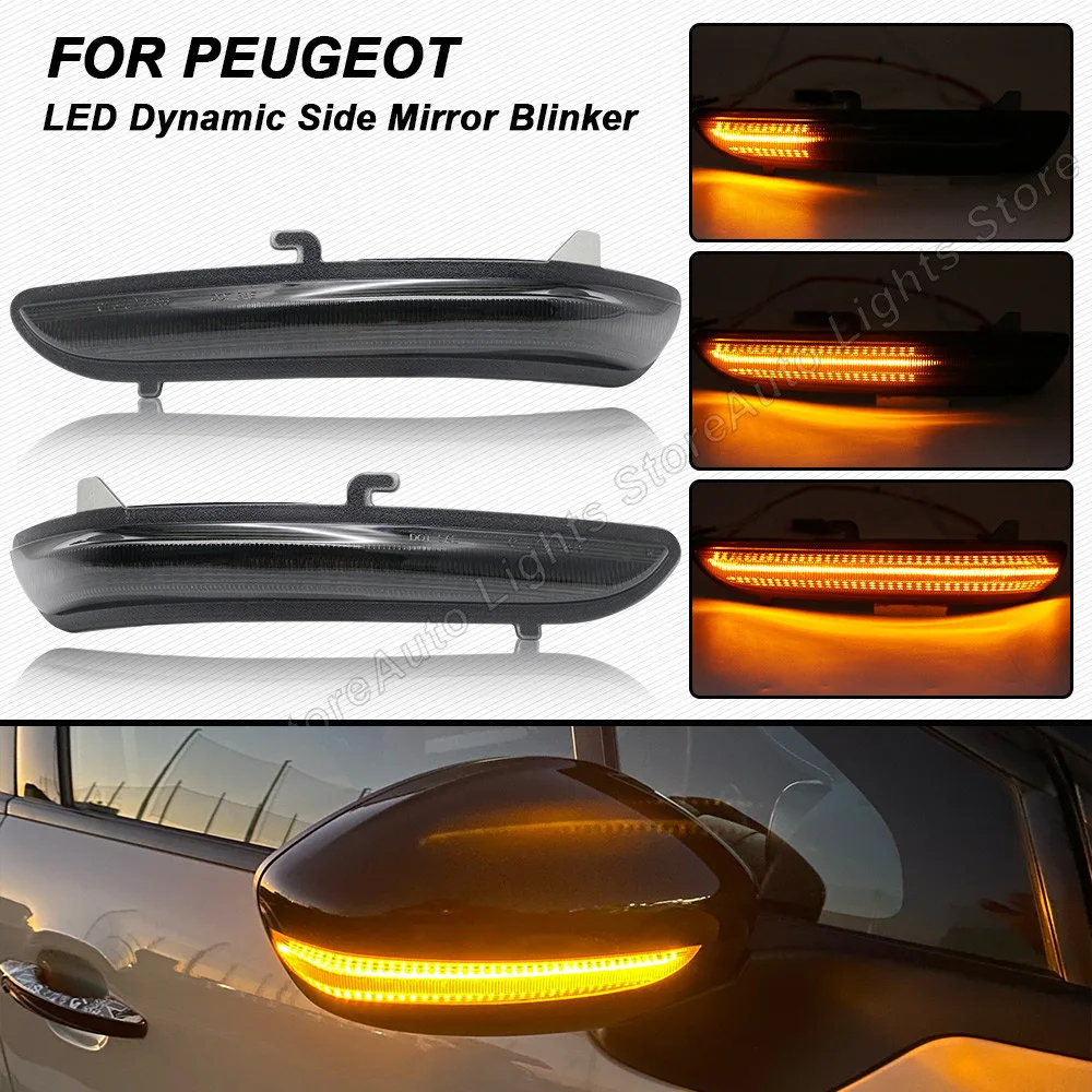 2PCS For Citroen C4 side mirror blinker For Peugeot 2008 208 Accessories For Citroen C3 C4 For Opel Corsa LED Turn Signal Lamps