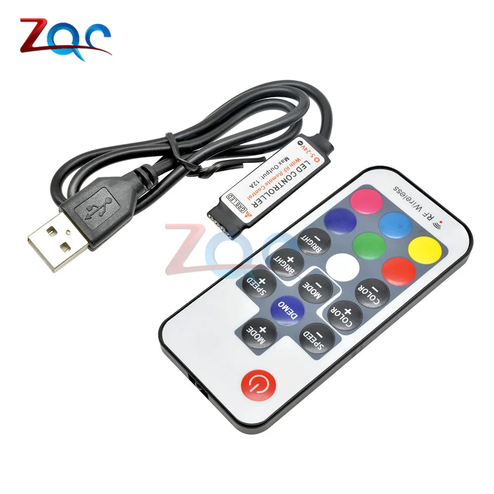 DC 5V 12V Volt RGB USB IR RF Remote Controller Wireless USB LED Strip light 3/17/24 Keys Remote for RGB SMD 3528 5050 LED Strip