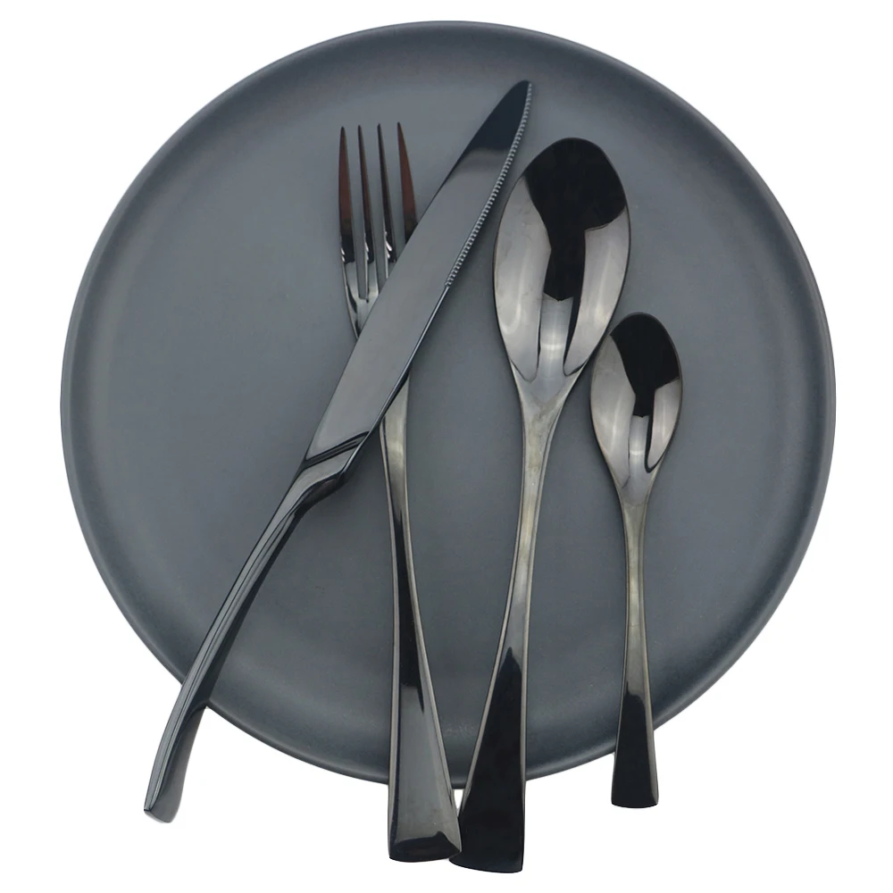 4Pcs/Set Rose Dinnerware Set Stainless Steel Cutlery Set Dinner Knife Fork Tea Spoon Tableware Set Home Kitchen Silverware Set